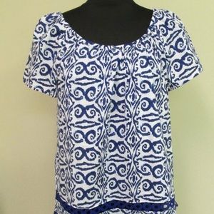VINEYARD VINES Blue White Scoop Neckline Top Sz XS